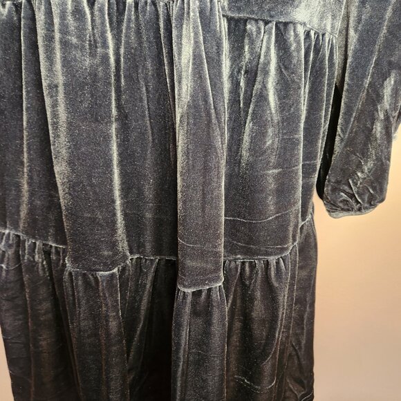 Y2K Inspired Dark Gray Velvet Button Down 3/4 Sleeve Tunic Casual Size Small - Picture 6 of 12
